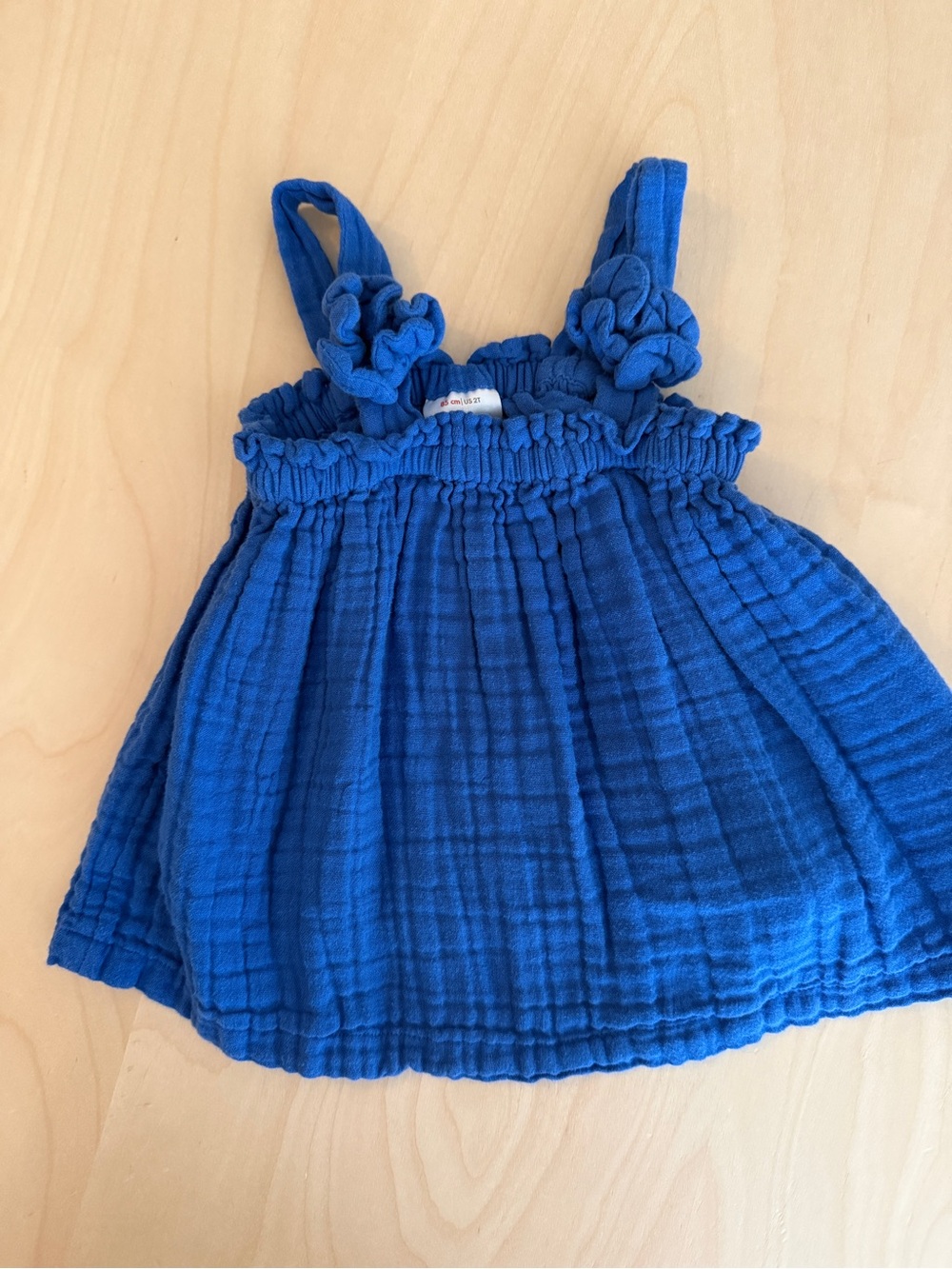 Hanna Andersson Royal Blue Cotton Gauze Tank with Ruffle Straps